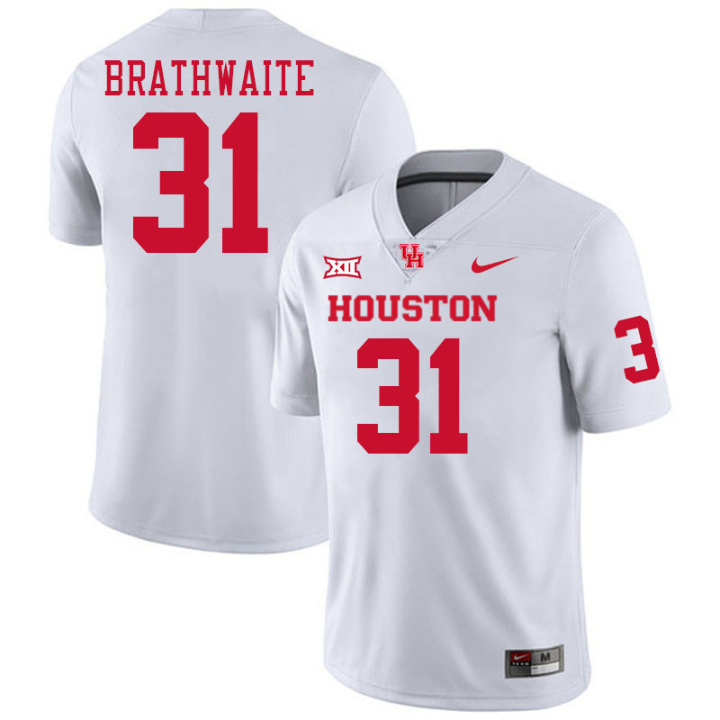 Men #31 Christian Brathwaite Houston Cougars College Football Jerseys Stitched-White